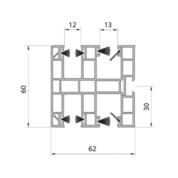 Aluprof PVC-Mini Führungsschiene PPDMW-P60/12