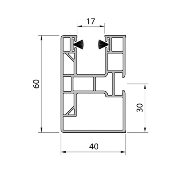 Aluprof PVC-Maxi Führungsschiene PP60/17