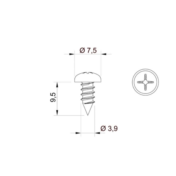 Aluprof Blechschraube für Rolladenkasten 3,9x9,5 mit Kappe Set
