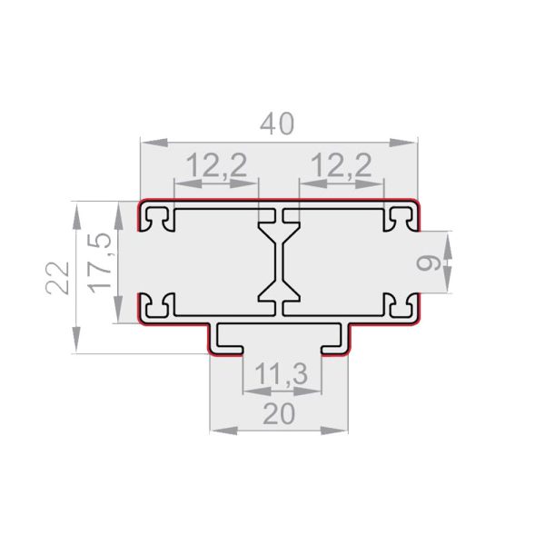 Portos Raffstore Alu Doppelführungsschiene F-PPD-40
