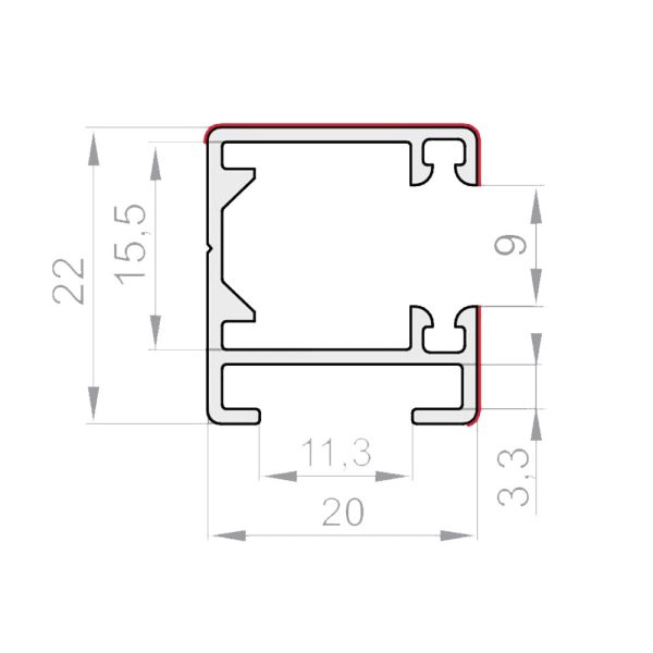 Portos Raffstore Alu Einzelführungsschiene F-PP-20