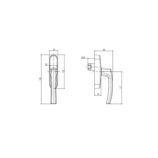 Roto Alu Fenstergriff Rotoline Getriebe 26 in Weiss 377477