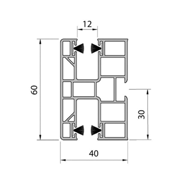 Aluprof PVC-Mini Doppelführungsschiene PPD-P60/12