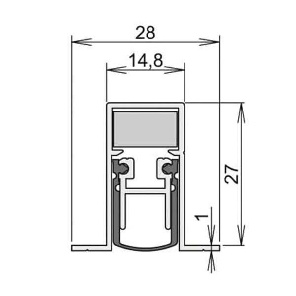 Athmer Automatische Türdichtung Schall-Ex Duo L-15/28 OS 833mm