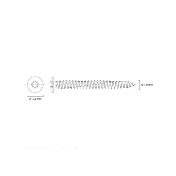 Blaugelb Rahmenfixschraube FK-T30 7,5x62mm vz - Fenstergigant