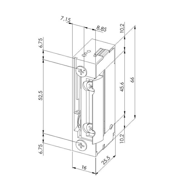Dorcas E-Öffner mit Tagesentrieglung D-41.D/FLEX 16,5mm