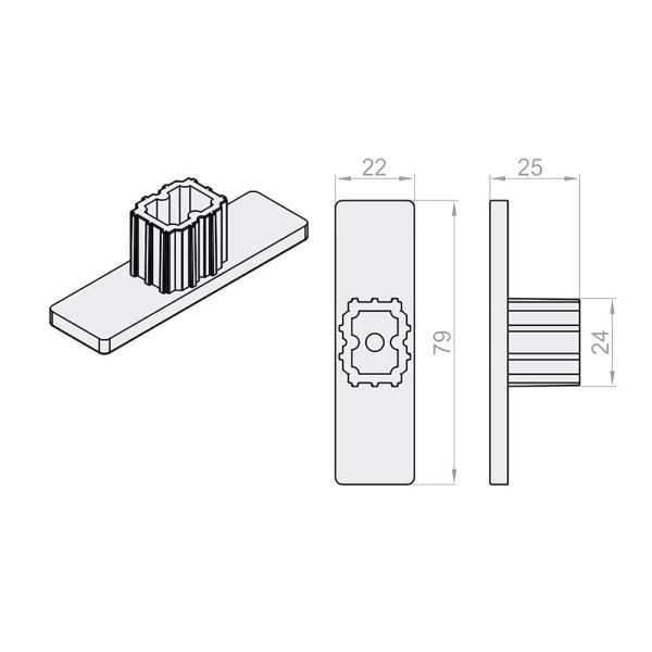 Endkappe für Rollladen Doppel Führungsschiene 79mm - Fenstergigant
