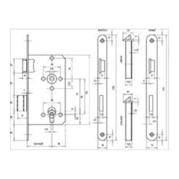 Gelbrot Einsteckschloß 55 Dorn 20 Stulp PZW 72 8mm Nuss RS silberfarbig Klasse 2