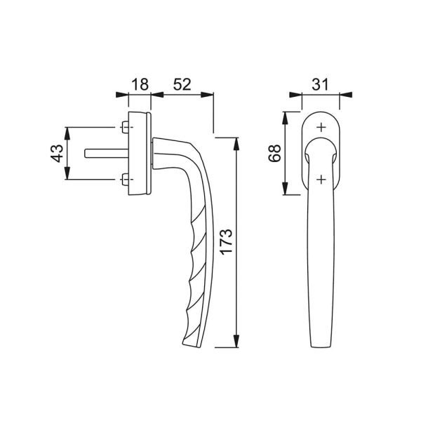 Hoppe PSK-Griff Atlanta 10761057 Alu Stahl