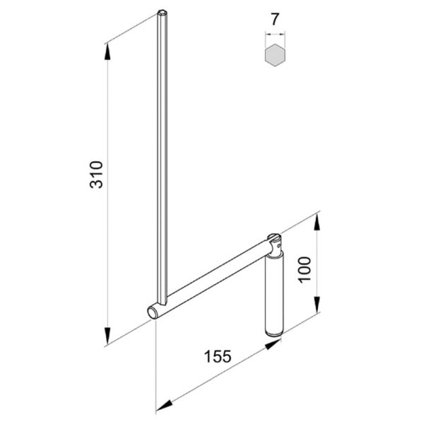 Knickhandkurbel KR 310mm 6 Kant für ACEC und NHK - Fenstergigant