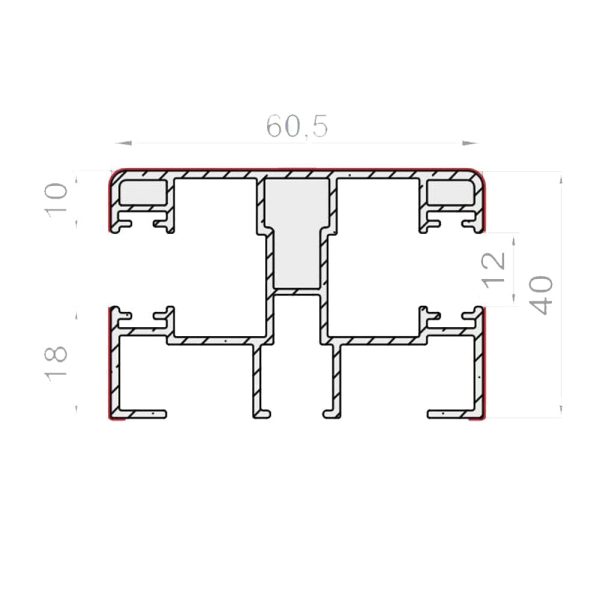 Portos Aluminium Doppel/Einzelführungsschiene 60/40/12 mm - Fenstergigant