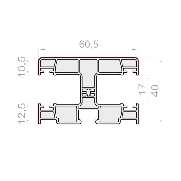 Portos PVC Doppel/Einzelführungsschiene mit Bürstendichtung 60/40/17 mm - Fenstergigant