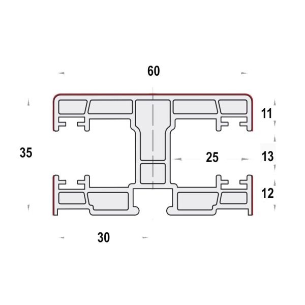 Portos PVC Doppelführungsschiene mit Bürstendichtung 60/35/13 mm - Fenstergigant