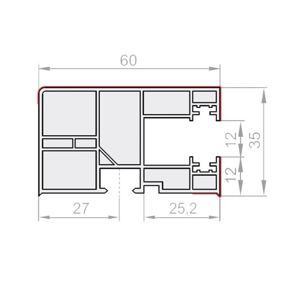 Portos PVC Einzelführungsschiene RK-16 mit Bürstendichtung 60/35/12 mm - Fenstergigant
