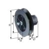 Selve Mini-Gurtscheibe mit Zapfen für 15mm Gurt Ø100 für SW40