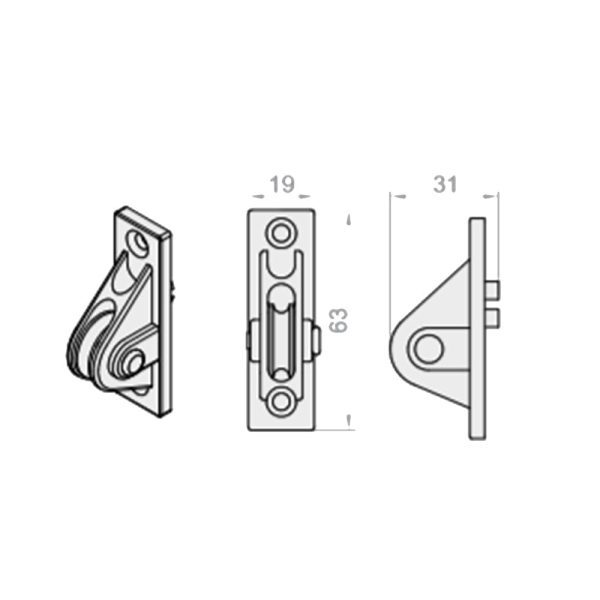 Umlenkrolle Seilrolle bis Ø 5mm Schnur - Fenstergigant
