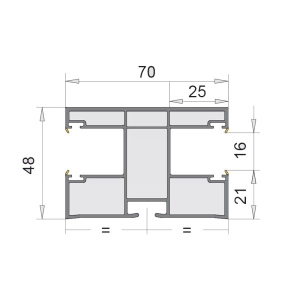 VEKA PVC Doppelführungsschiene 108.237