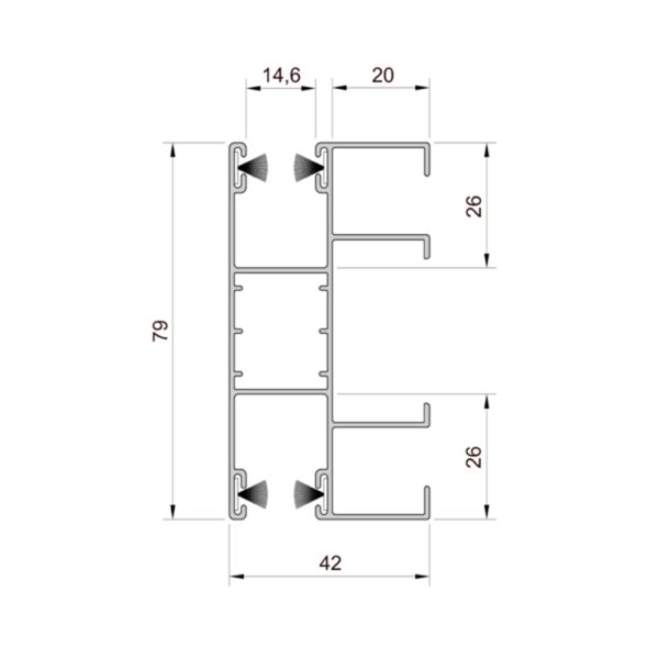 Aluprof ALU Führungsschiene PPD79/ODS/20/S