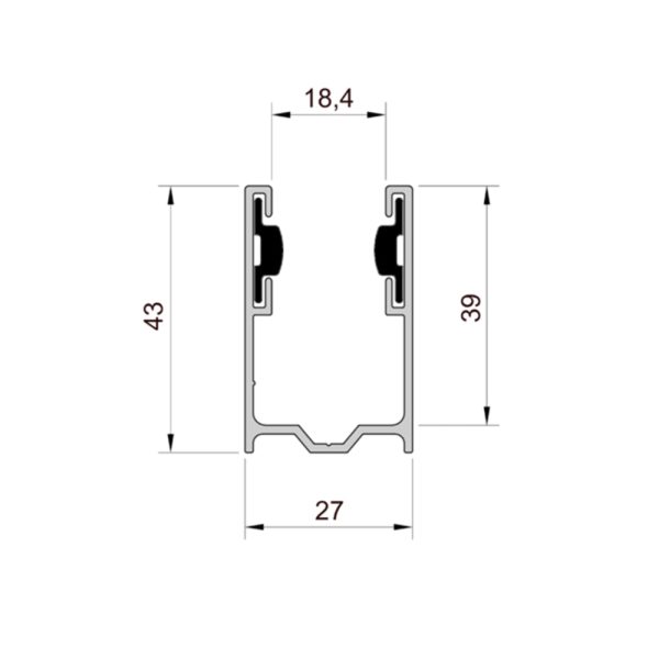 Aluprof Aluminium Führungsschiene PU43/G