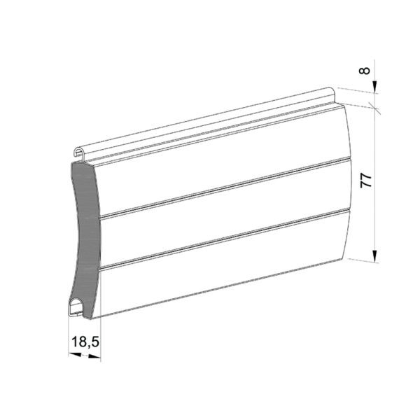 Aluprof PA77 Aluminiumtorprofil, Lamelle PA77 ausgeschäumt