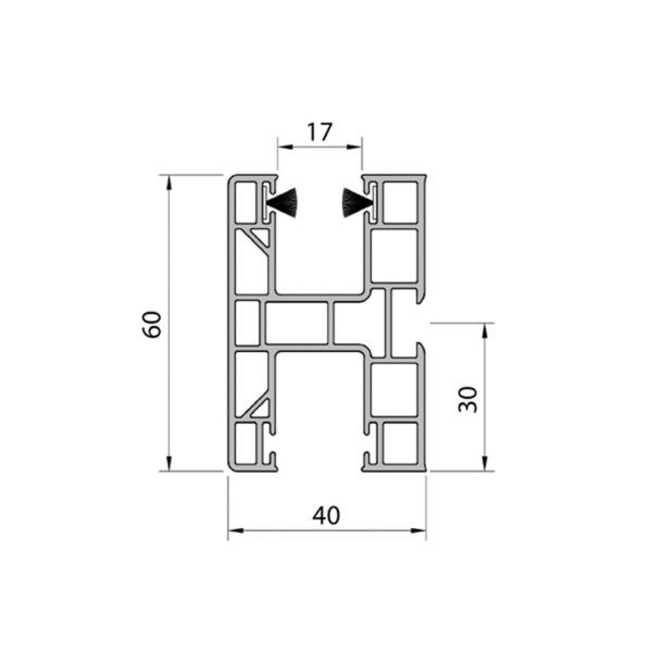 Aluprof Rollladen PVC Maxi Führungsschiene PPD60/17
