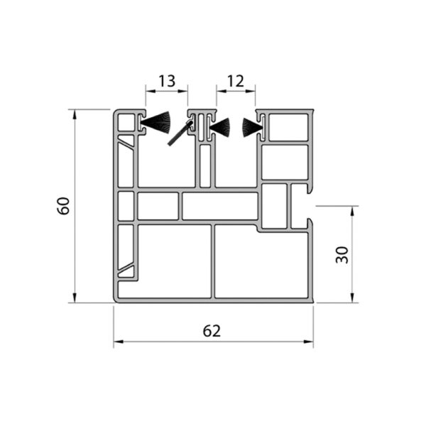 Aluprof Rollladen PVC Mini Führungsschiene für MKT PPM60/12