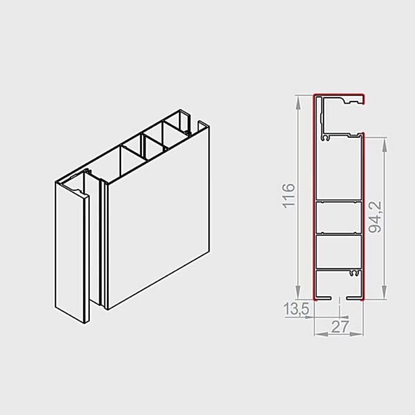 Portos Raffstore Portos Raffstore Alu Führungsschiene mit Abstandhalter FBR-040